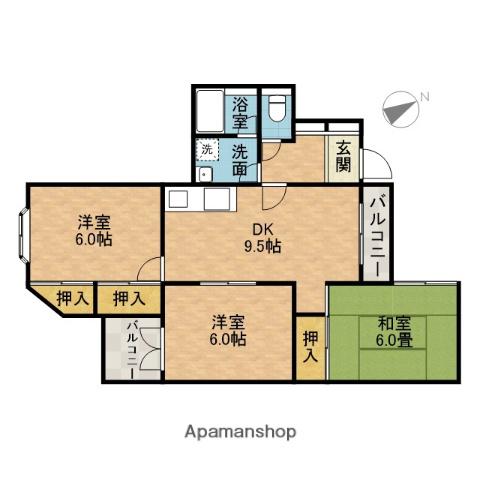 サンヴェール高槻(3DK/3階)の間取り写真