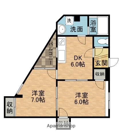 グリーンピア大蔵司Ⅱ(2DK/3階)の間取り写真