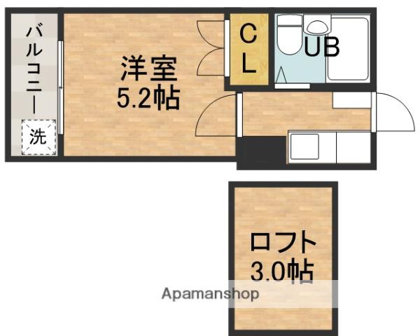 ビーエスパース(1K/2階)の間取り写真