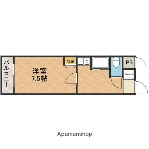 ステュディオYURI(1K/1階)の間取り写真