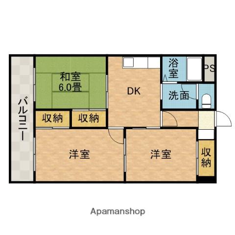 エステートピア吉田(3DK/1階)の間取り写真