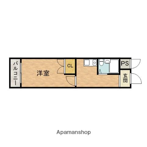 ファミール3号館(1K/3階)の間取り写真