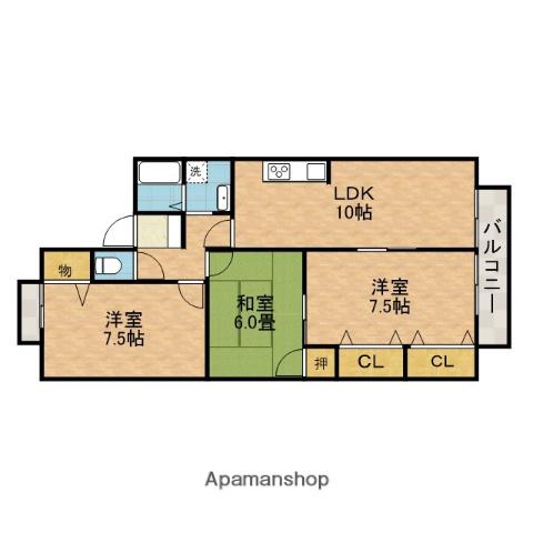 リヴェール深沢A棟(3LDK/1階)の間取り写真