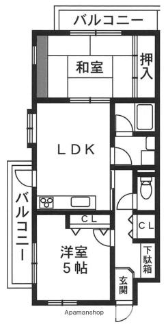 サンハイツキャッスル(2LDK/1階)の間取り写真