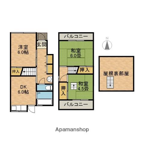 津之江町一丁目(3DK/1階)の間取り写真