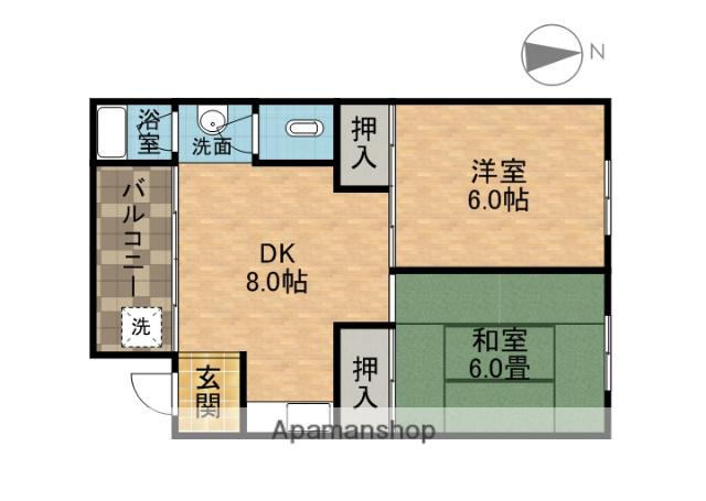 角田マンション(2DK/2階)の間取り写真