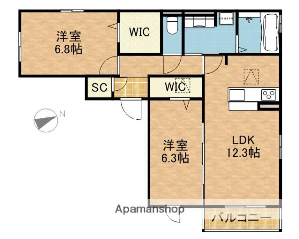 ミドリ八幡町レジデンス(2LDK/1階)の間取り写真