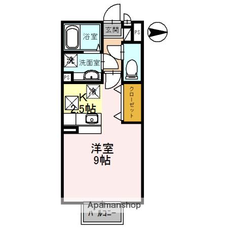 ビクトワール(1K/1階)の間取り写真