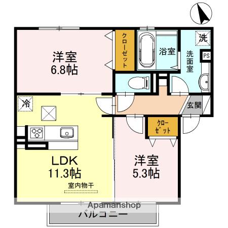 カミーリア北大塚(2LDK/2階)の間取り写真