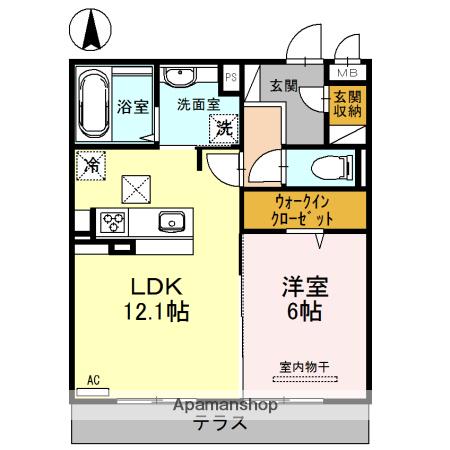 グランツハイム城西(1LDK/1階)の間取り写真