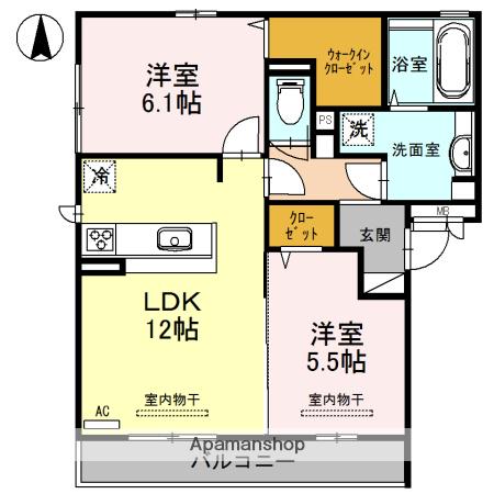 エスポワール ルミエール(2LDK/1階)の間取り写真