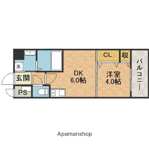 プレステージ4芥川(1DK/2階)の間取り写真