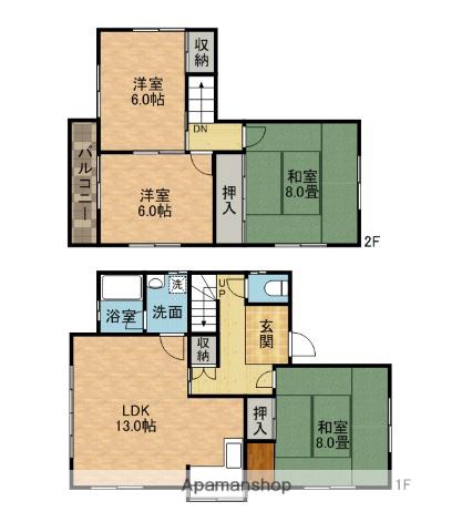 東海道本線 高槻駅 バス乗車時間：8分 学園前バス停で下車 徒歩1分 2階建 築42年(4LDK)の間取り写真