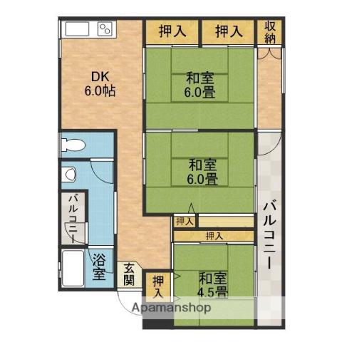 スカイハイツ辻崎(3DK/2階)の間取り写真