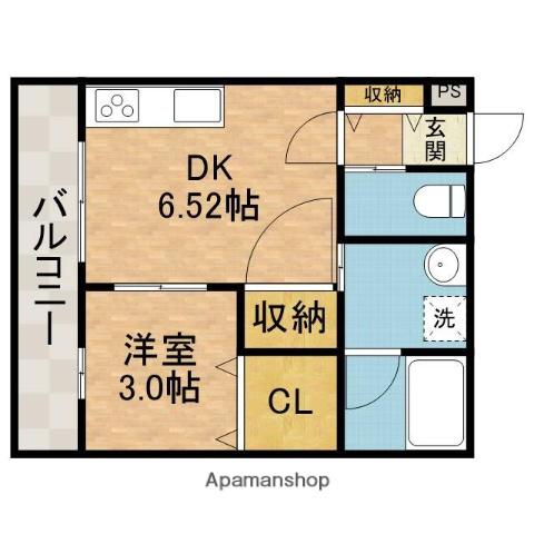 インペリアル京口(1DK/3階)の間取り写真