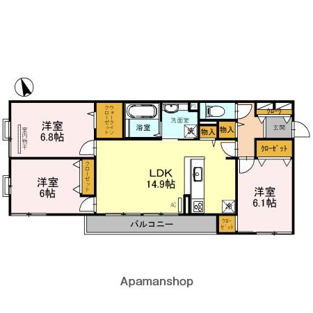 BELLE CEREZO古曽部(3LDK/2階)の間取り写真