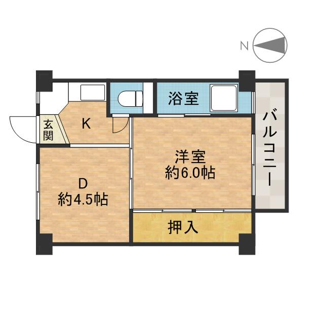 ビレッジハウス服部 4号棟(1DK/5階)の間取り写真