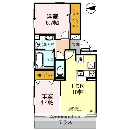 GRANDE SOLEIL(2LDK/1階)の間取り写真