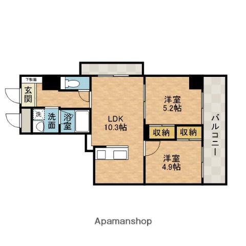 山崎マンション16高槻芥川(2LDK/4階)の間取り写真