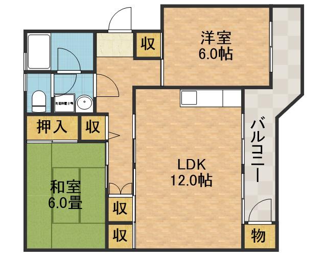 水無瀬青葉ハイツ10号棟(2LDK/4階)の間取り写真