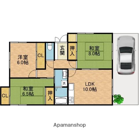 阪急電鉄京都線 高槻市駅 徒歩11分 2階建 築28年(3LDK/1階)の間取り写真