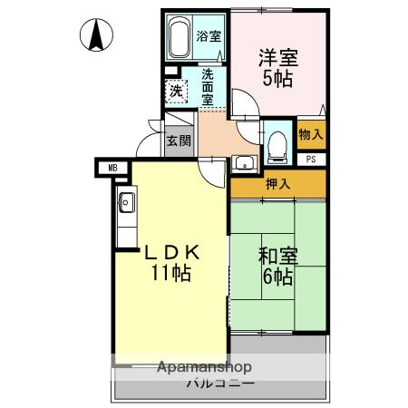 鄕井マンション(2LDK/3階)の間取り写真