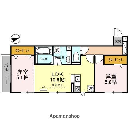 GRAND SOPHIA(2LDK/2階)の間取り写真