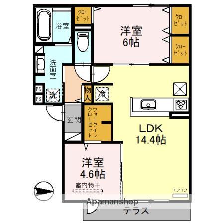 MELLOW STAGE(2LDK/1階)の間取り写真