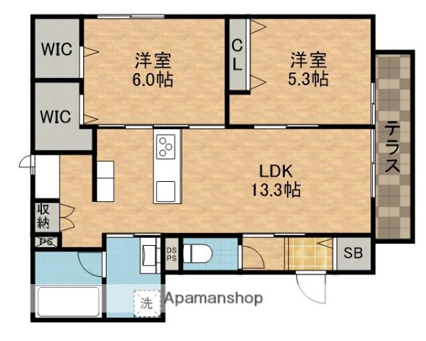 高槻市古曽部町1丁目ヘーベルメゾン(2LDK/1階)の間取り写真