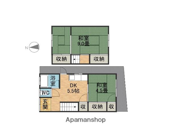山手町２戸１貸家(2DK)の間取り写真