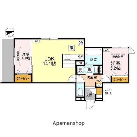 D-RESIDENCE東五百住町(2LDK/1階)の間取り写真