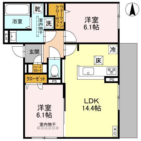 D-RESIDENCE下田部A棟(2LDK/1階)の間取り写真