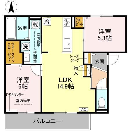D-RESIDENCE下田部A棟(2LDK/3階)の間取り写真