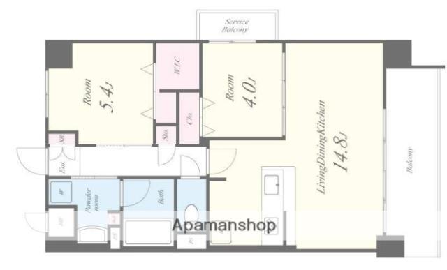 グランコート高槻(2LDK/5階)の間取り写真