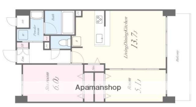 グランコート高槻(1SLDK/2階)の間取り写真
