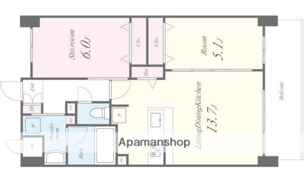 グランコート高槻(1SLDK/2階)の間取り写真