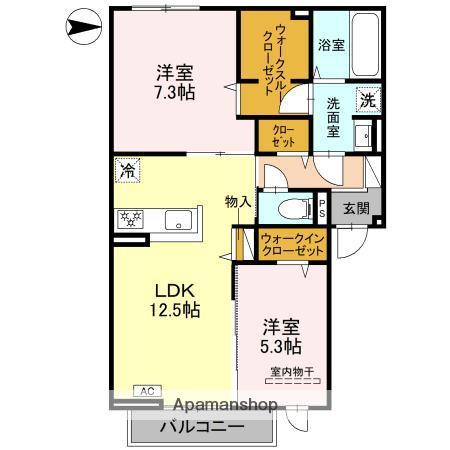 D-ROOM高槻市宮田町3丁目PJ(2LDK/3階)の間取り写真
