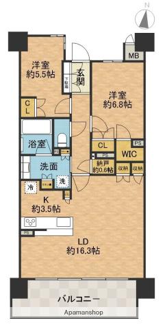 ブランズ桃山台(2LDK/8階)の間取り写真