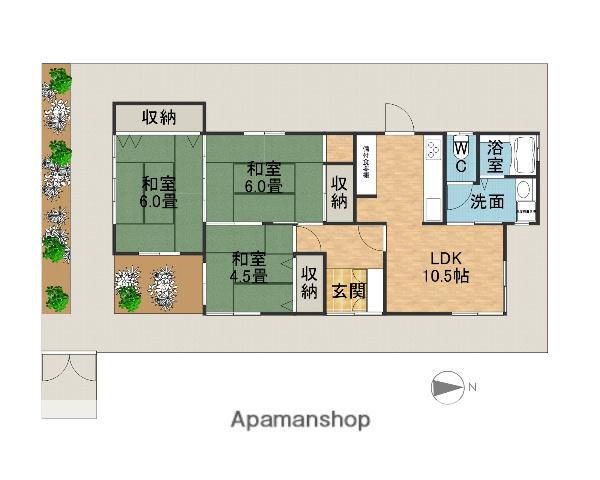 阪急電鉄京都線 茨木市駅 徒歩6分 1階建 築64年(3LDK)の間取り写真