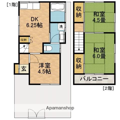 東海道本線 高槻駅 バス乗車時間：19分 松が丘バス停で下車 徒歩4分 2階建 築54年(3DK)の間取り写真