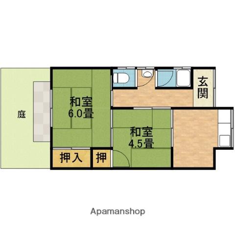 宮田町２戸１平屋(2K)の間取り写真