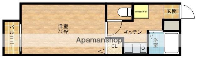 ユーハイツ千(1K/2階)の間取り写真