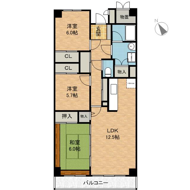 高槻パークレジデンス(3LDK/7階)の間取り写真