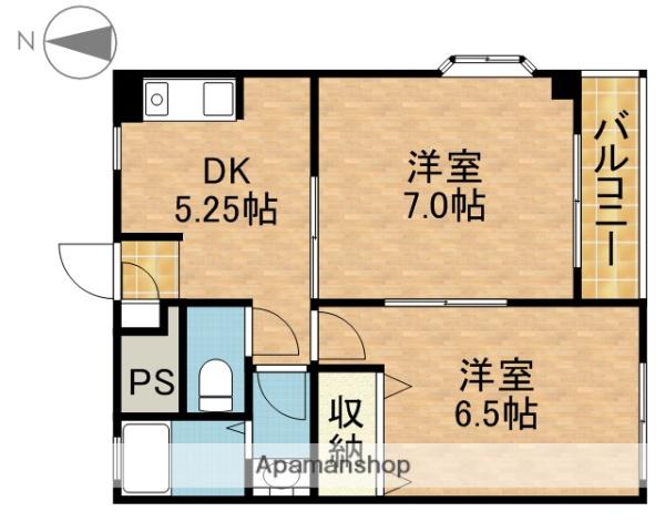 津之江パークハイツ(2DK/2階)の間取り写真