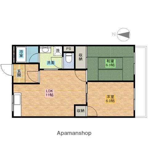 ヴェルデ高御座(2LDK/2階)の間取り写真