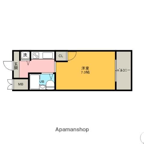 ジョイフル高槻大畑(1K/3階)の間取り写真