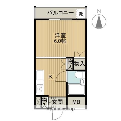 パークサイドマンション(1K/3階)の間取り写真