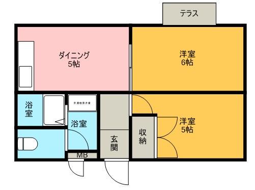 ハイツパル(2DK/1階)の間取り写真