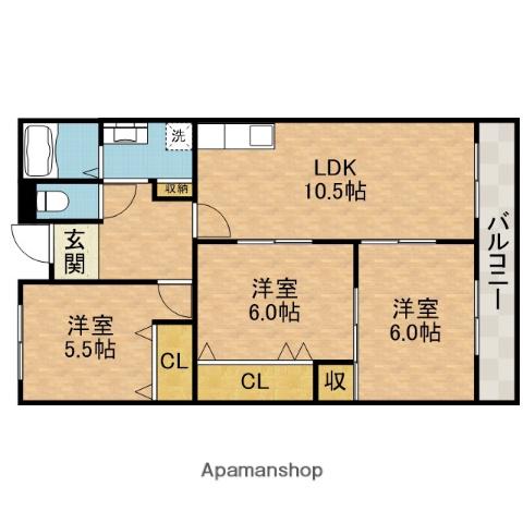 カーサ南茨木Ⅱ(3LDK/1階)の間取り写真