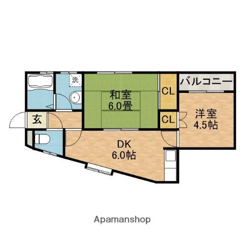 プロックコート(2DK/2階)の間取り写真